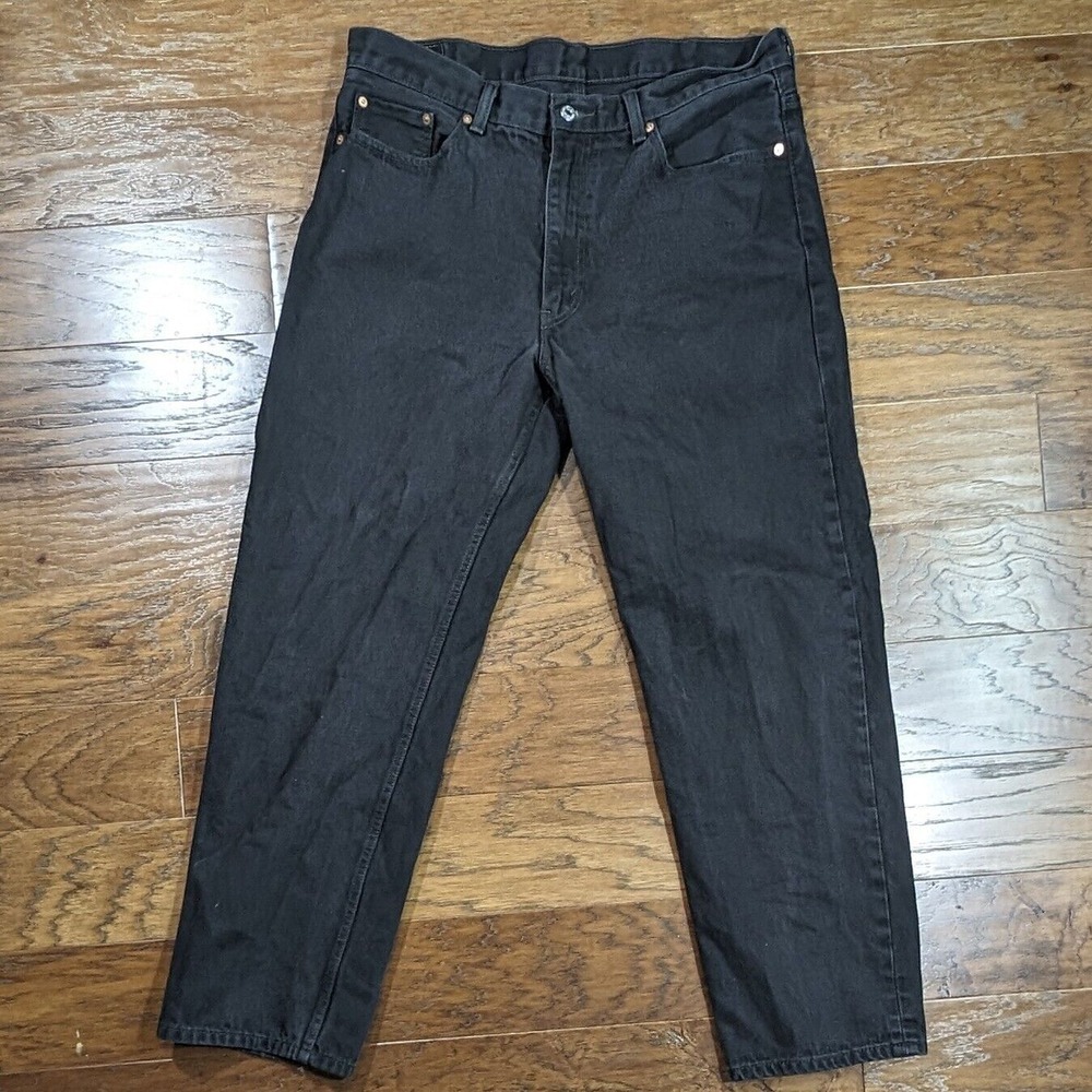 Levis 550 Jeans Relaxed Fit Tapered Men's 38x32 Black‎ Denim